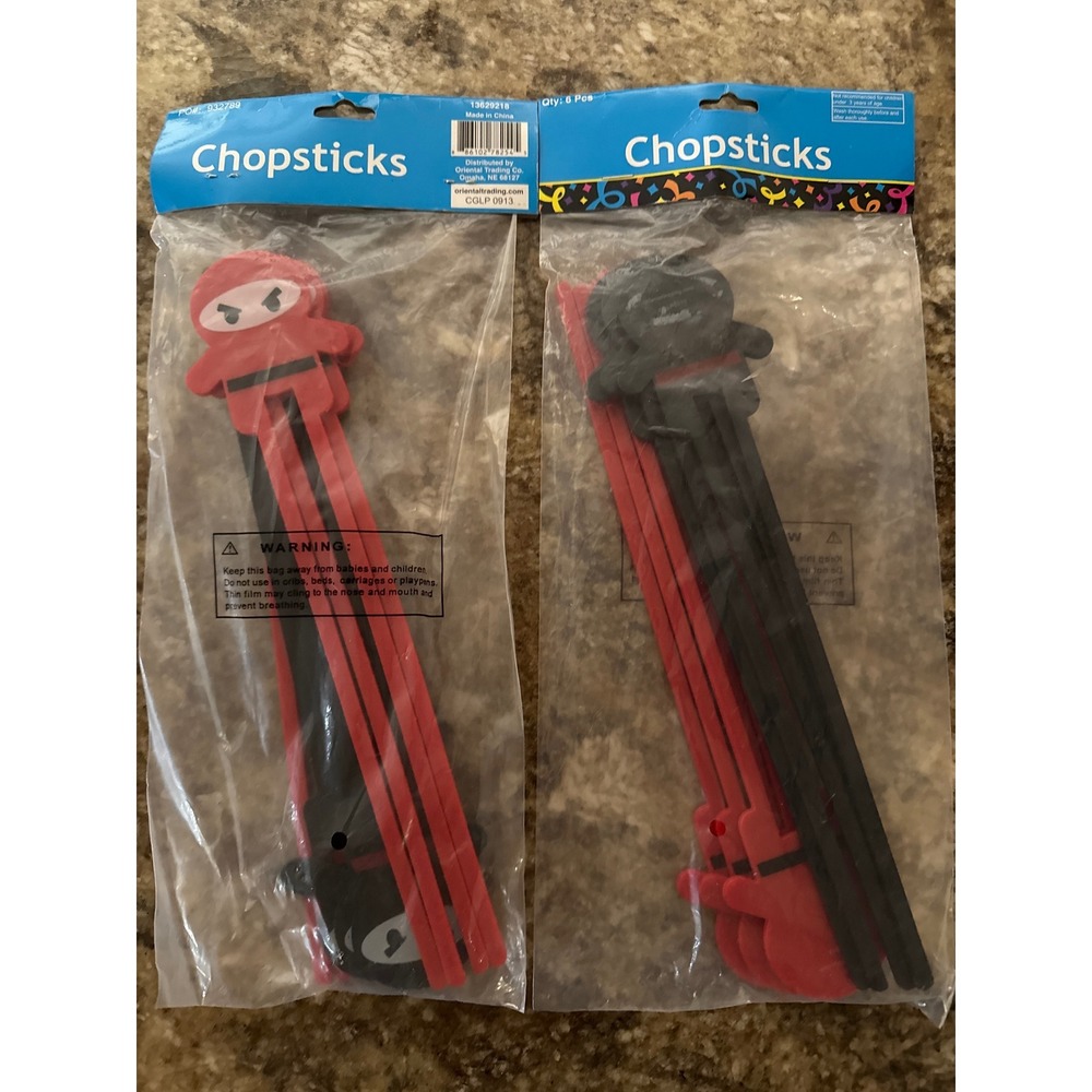 Ninja‎ Chopsticks 12 Pairs Red Black Kids Training 13629218 Party Favors